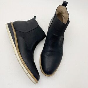 Adam Tucker Apollo Black Leather Elastic Side Chelsea Boots Women's Size 10M